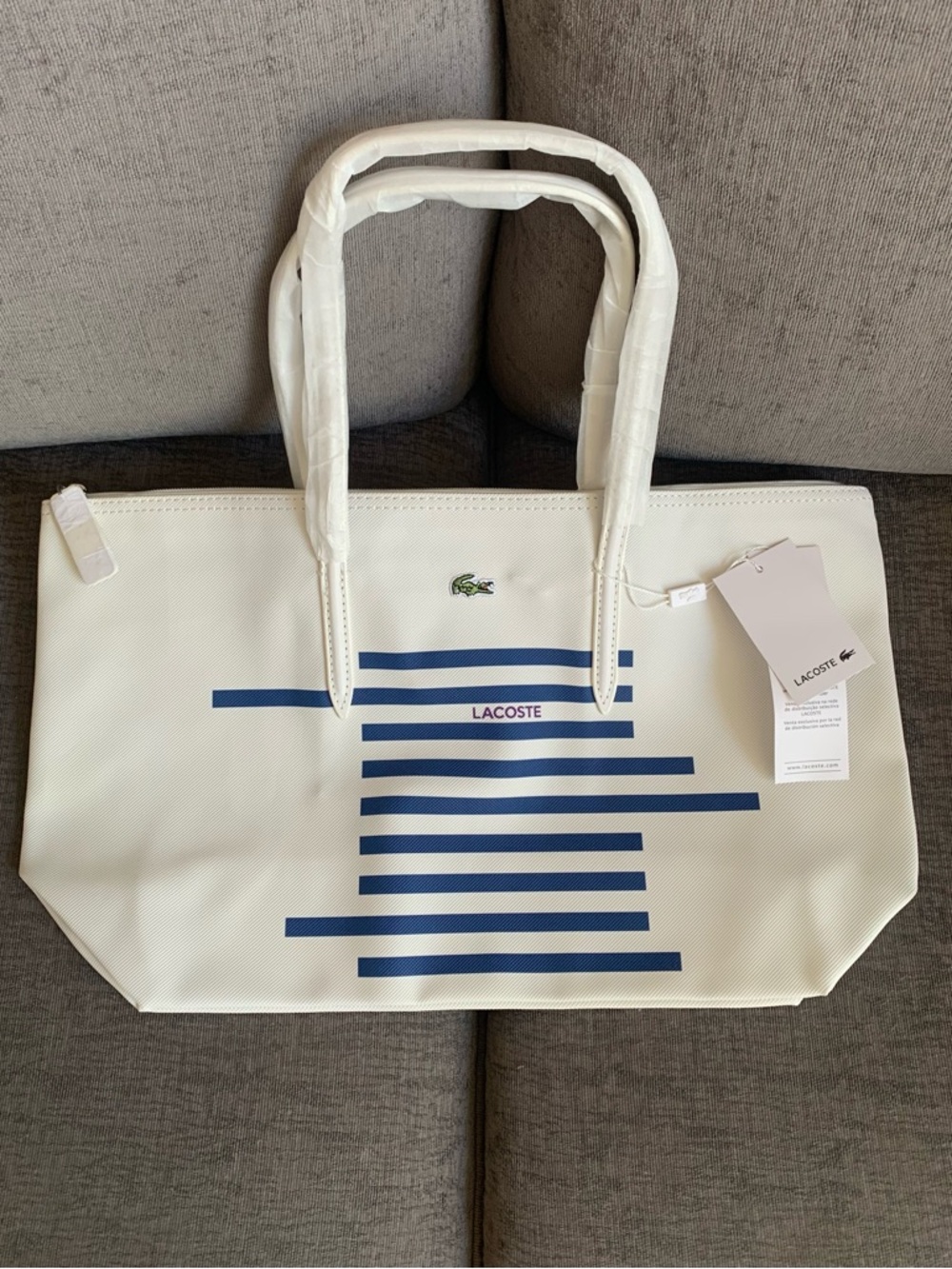 Lacoste L.12.12 Concept Tote handbag Bag purse nautical striped NWT